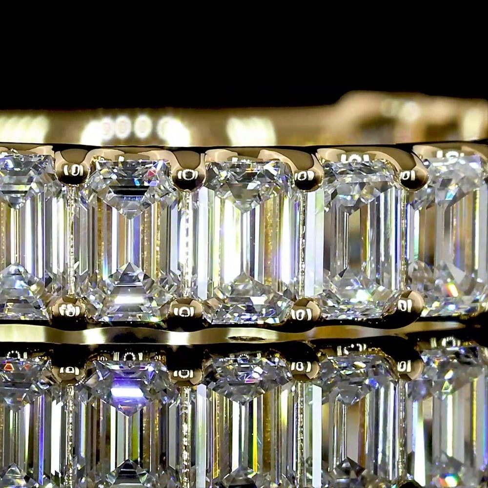 18K Yellow Gold 3/4 Eternity Band with U-Prong Set Emerald Cut Lab Diamonds - 2.11 Carat Total Weight - Covaloro Fine Jewelry