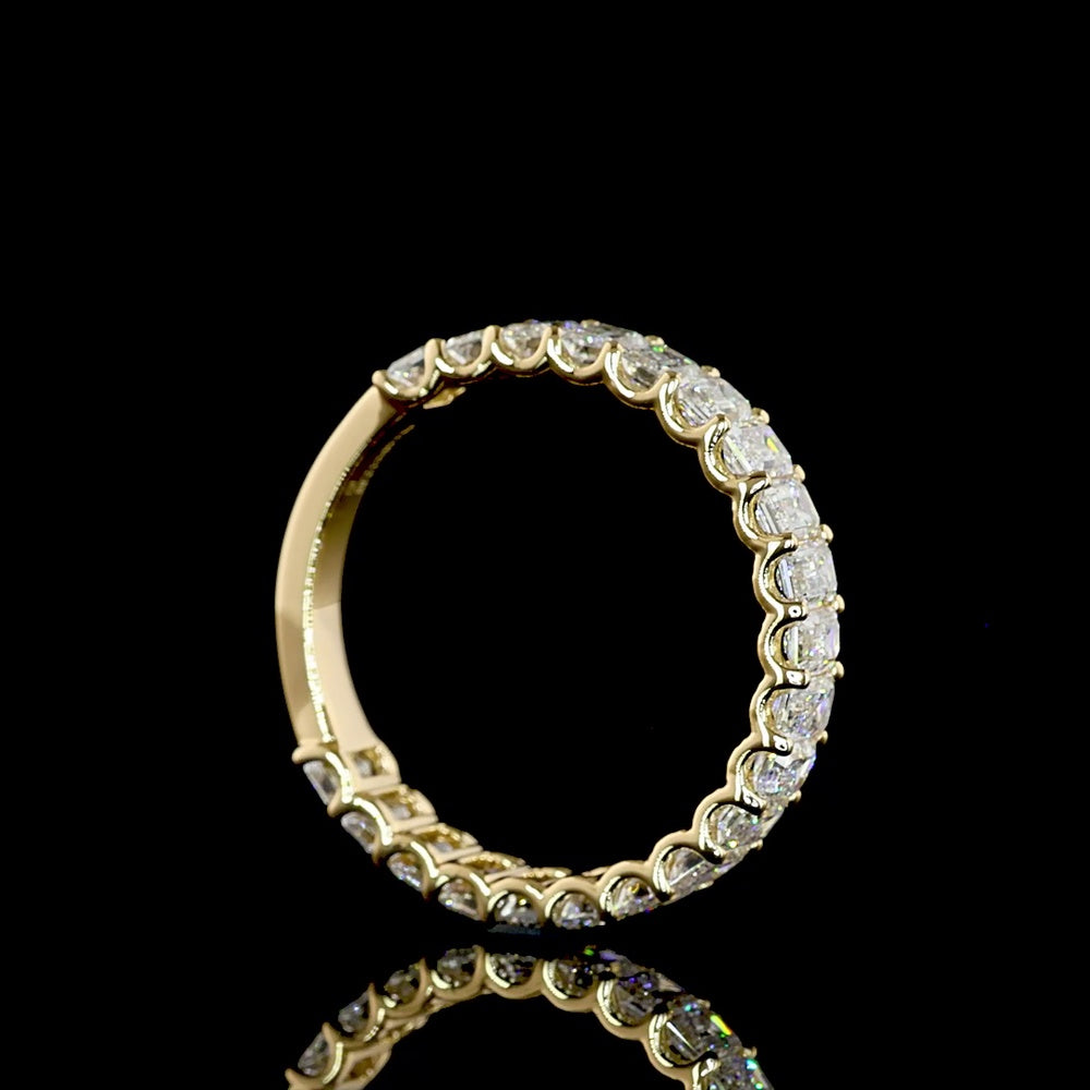 18K Yellow Gold 3/4 Eternity Band with U-Prong Set Emerald Cut Lab Diamonds - 2.11 Carat Total Weight - Covaloro Fine Jewelry