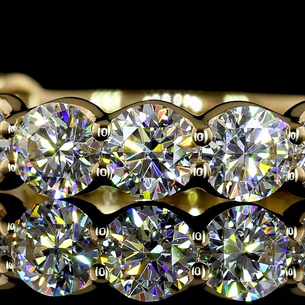 18K Yellow Gold 3/4 Eternity Band with U-Prong Set Round Brilliant Lab Diamonds - 2.18 Carat Total Diamond Weight - Covaloro Fine Jewelry