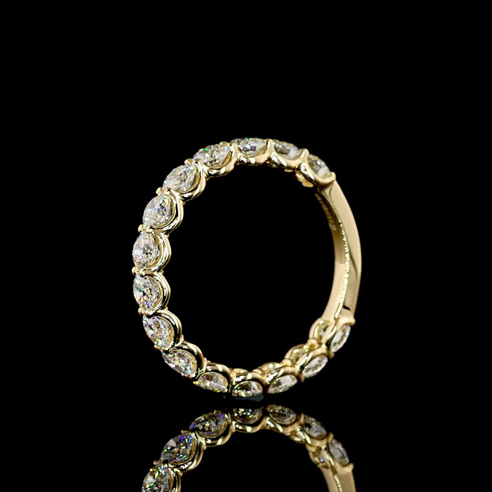 18K Yellow Gold 3/4 Eternity Band with U-Prong Set Round Brilliant Lab Diamonds - 2.18 Carat Total Diamond Weight - Covaloro Fine Jewelry