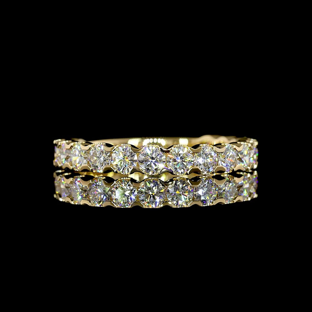 18K Yellow Gold 3/4 Eternity Band with U-Prong Set Round Lab Diamonds - 1.36 Carats Total Diamond Weight, E-F Color, VS Clarity - Covaloro Fine Jewelry