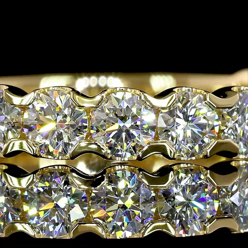 18K Yellow Gold 3/4 Eternity Band with U-Prong Set Round Lab Diamonds - 1.36 Carats Total Diamond Weight, E-F Color, VS Clarity - Covaloro Fine Jewelry