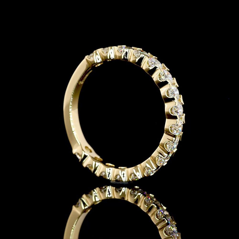 18K Yellow Gold 3/4 Eternity Band with U-Prong Set Round Lab Diamonds - 1.36 Carats Total Diamond Weight, E-F Color, VS Clarity - Covaloro Fine Jewelry