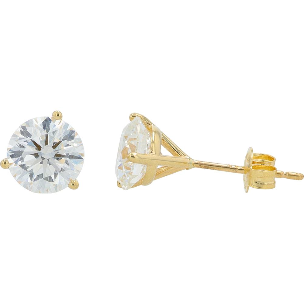 18K Yellow Gold 3 Carat Total Weight Lab Grown Diamond Martini Set Stud Earrings