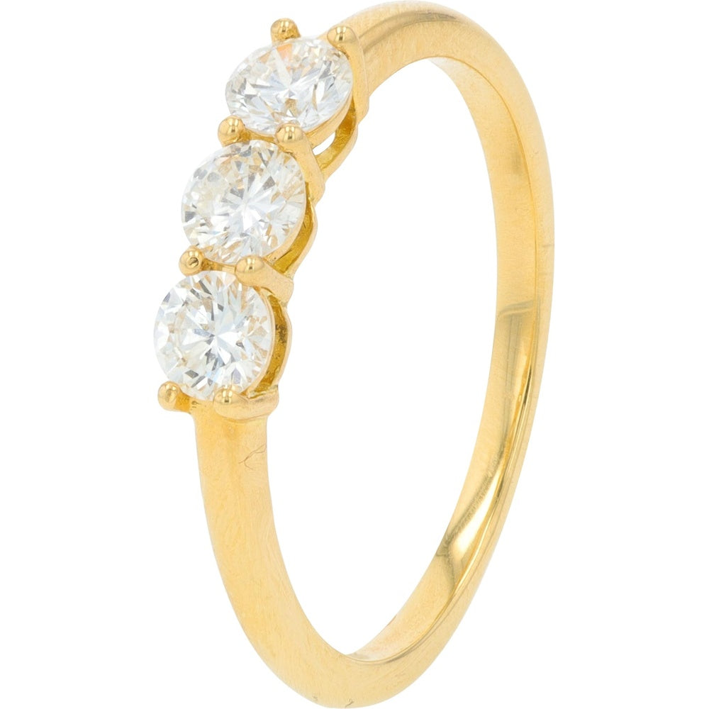 18K Yellow Gold 3-Stone Band with Round Brilliant Lab Grown Diamonds - 0.50 Carat Total Diamond Weight