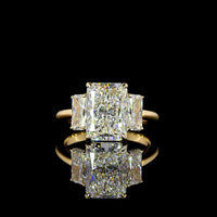 18K Yellow Gold 3 Stone Ring with North-South Radiant Cut Lab Diamonds - 3.34 Carats Total Diamond Weight - Covaloro Fine Jewelry
