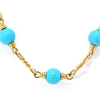 18K Yellow Gold 30-Inch Turquoise Bead and Link Chain Necklace by David Webb