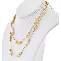 18K Yellow Gold 33-Inch Bvlgari Lycea Station Necklace with Cultured Pearls