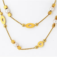 18K Yellow Gold 33-Inch Bvlgari Lycea Station Necklace with Cultured Pearls