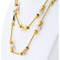 18K Yellow Gold 33-Inch Bvlgari Lycea Station Necklace with Cultured Pearls