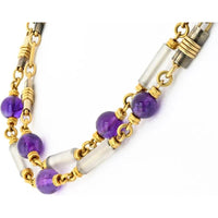 18K Yellow Gold 34.5" Bvlgari Necklace with Amethyst and Rock Crystal Beads