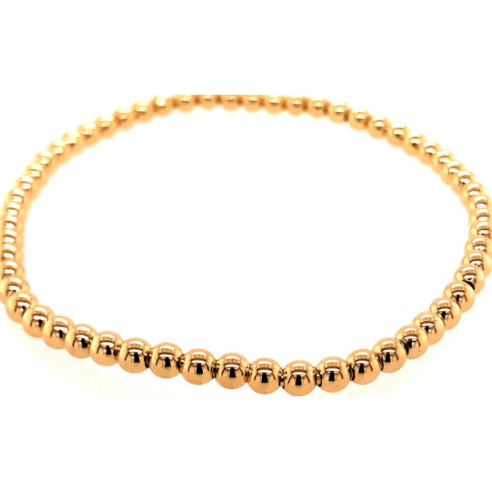 18K Yellow Gold 3mm Polished Bead Bangle Bracelet by Afarin
