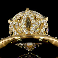 18K Yellow Gold 4.94 Carats Round Brilliant Solitaire Engagement Ring with Pave Diamond Shank and Hidden Accents - Lab Grown F VVS2 Center - Covaloro Fine Jewelry