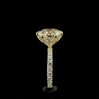 18K Yellow Gold 4.94 Carats Round Brilliant Solitaire Engagement Ring with Pave Diamond Shank and Hidden Accents - Lab Grown F VVS2 Center - Covaloro Fine Jewelry