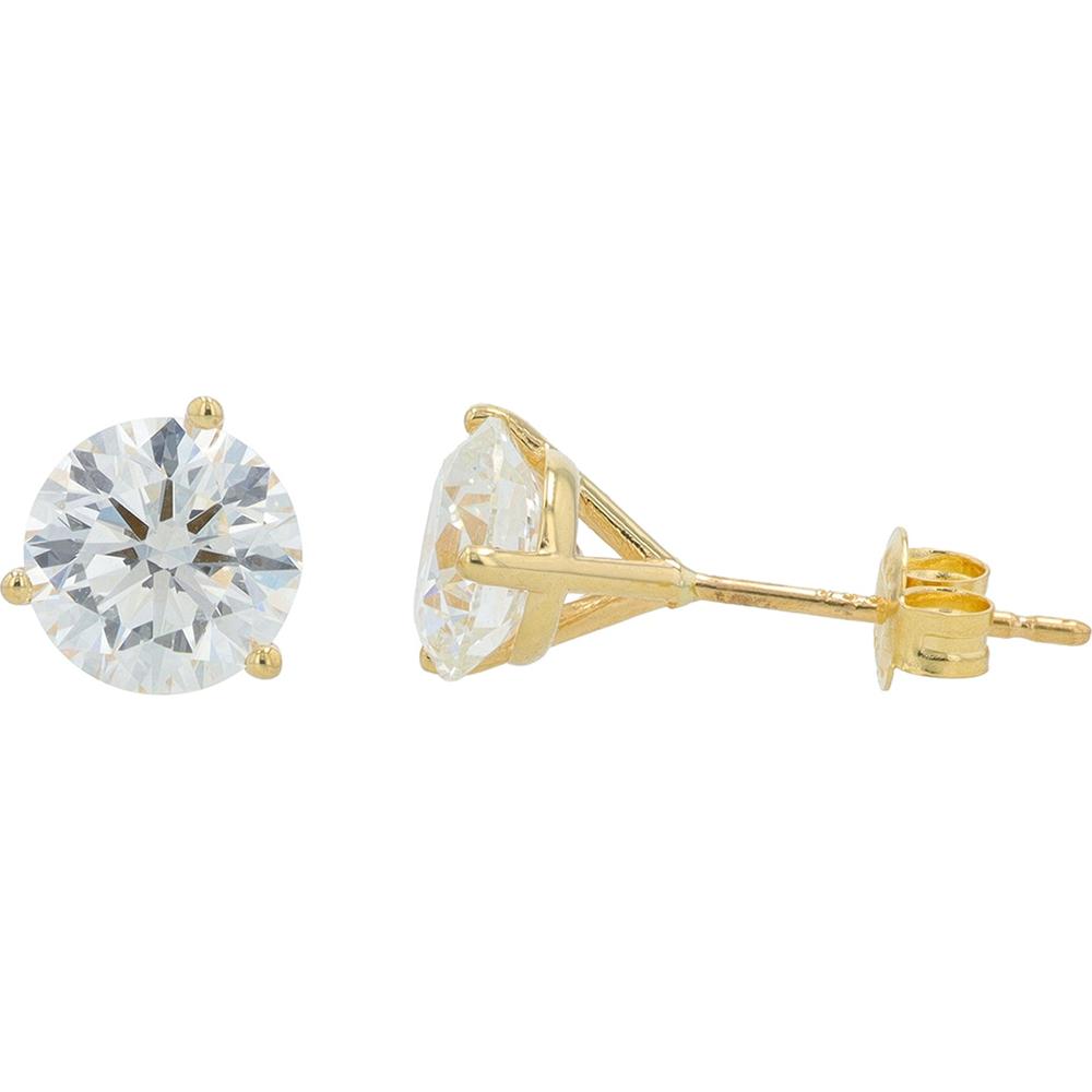 18K Yellow Gold 4 Carat Total Weight Lab Grown Diamond Martini Set Stud Earrings