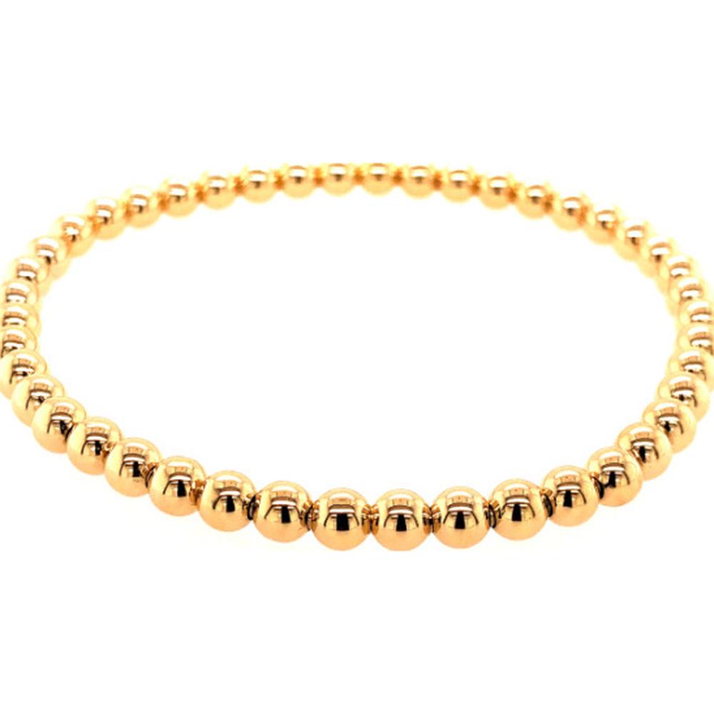 18K Yellow Gold 4 mm Bead Bangle Bracelet by Afarin