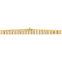 18K Yellow Gold 6.5-Inch Tennis Bracelet with Prong-Set Rectangular Lab Grown Diamonds - 9.60 Carat Total Diamond Weight