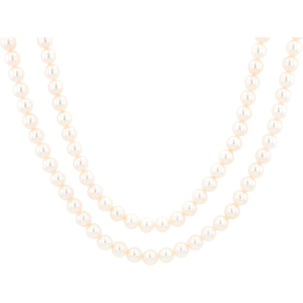 18K Yellow Gold 6.5mm Pearl Strand Necklace - 24" Long