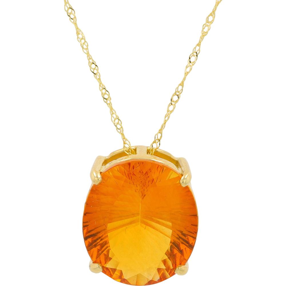 18K Yellow Gold 7.45 Carats Cushion Cut Citrine Pendant Necklace
