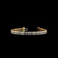 18K Yellow Gold 7-Inch Tennis Bracelet with East-West Prong Set Emerald Cut Lab Diamonds - E-F VS Clarity - 5.00 Total Carat Weight - Covaloro Fine Jewelry