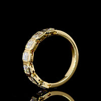 18K Yellow Gold 7-Stone Eternity Band with Bezel Set Emerald Cut Lab Diamonds - 1.97 Carat Total Weight, E-F VS1 - Covaloro Fine Jewelry