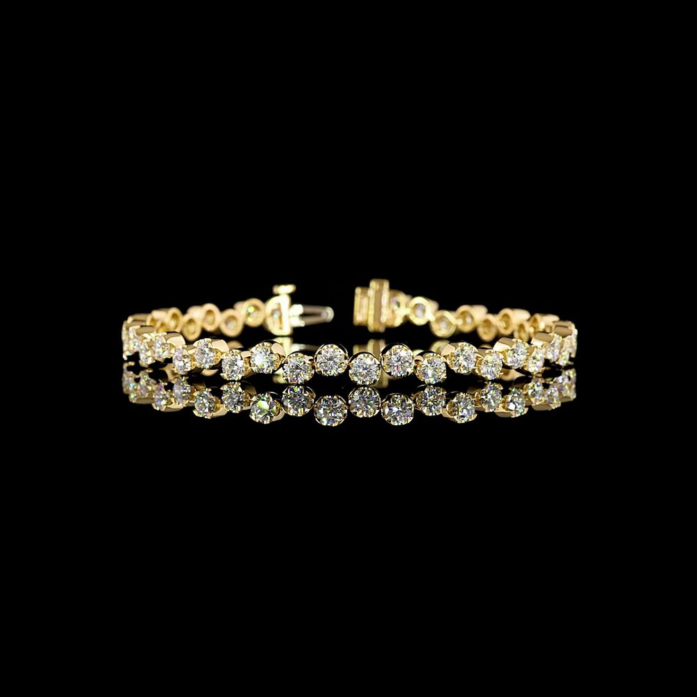 18K Yellow Gold 7" Tennis Bracelet with 42 Round Brilliant Cut Lab Diamonds - 6.76 Carat Total Weight - Covaloro Fine Jewelry