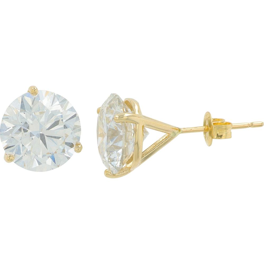18K Yellow Gold 8.00 Carat Total Lab Grown Diamond Martini Set Stud Earrings - H Color, VS - 1 Clarity
