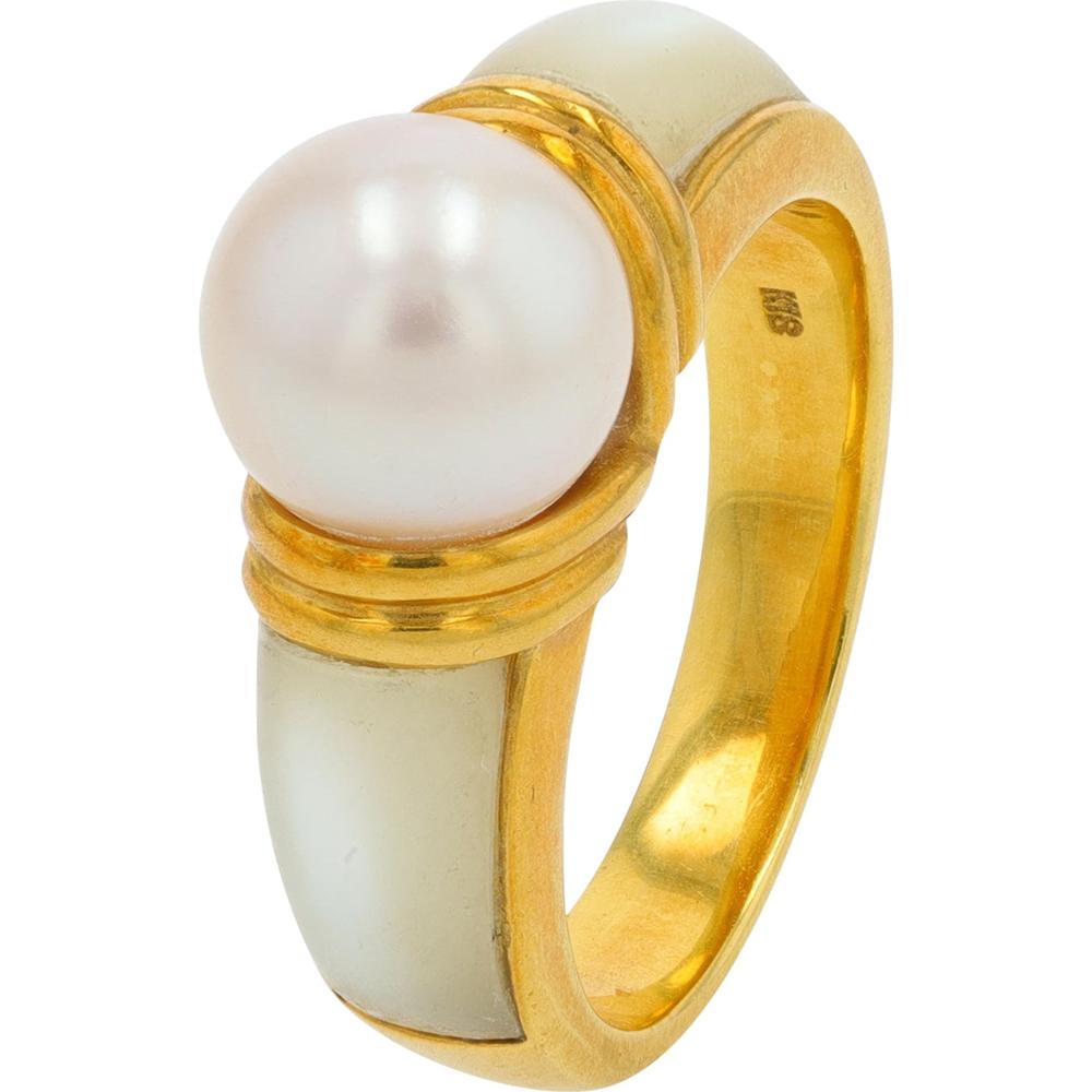 18K Yellow Gold 8.2mm Pearl Ring - Timeless Elegant Design