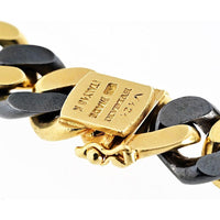 18K Yellow Gold & Blackened Silver 34-Inch Curb Link Necklace Signed Bvlgari