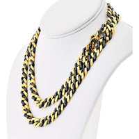 18K Yellow Gold & Blackened Silver 34-Inch Curb Link Necklace Signed Bvlgari