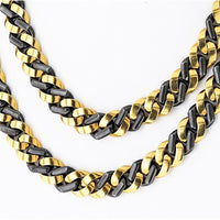 18K Yellow Gold & Blackened Silver 34-Inch Curb Link Necklace Signed Bvlgari