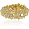 David Webb 18K Yellow Gold and Platinum Bombe Diamond Leaf Bracelet - 15.00 Carat Total Diamond Weight