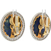David Webb 18K Yellow Gold and Platinum Clip Earrings with Carved Azurmalachite, Ruby, and Diamonds