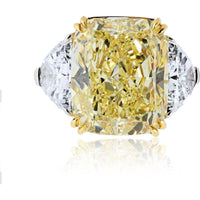 18K Yellow Gold and Platinum Fancy Yellow Diamond Ring - 1.29 Carats Total Diamond Weight