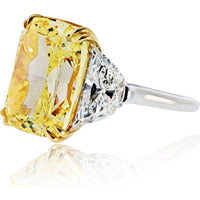 18K Yellow Gold and Platinum Fancy Yellow Diamond Ring - 1.29 Carats Total Diamond Weight