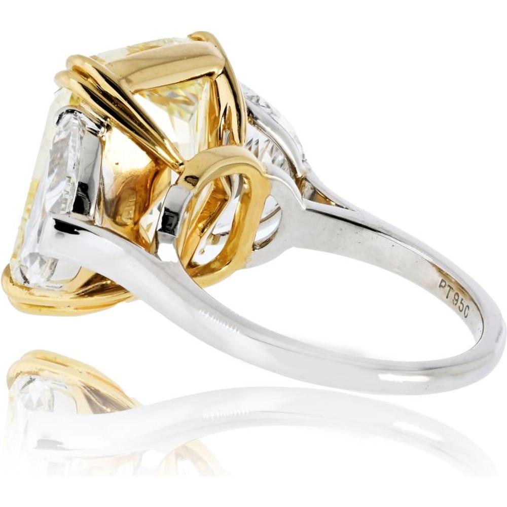 18K Yellow Gold and Platinum Fancy Yellow Diamond Ring - 1.29 Carats Total Diamond Weight