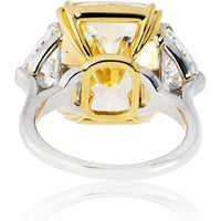 18K Yellow Gold and Platinum Fancy Yellow Diamond Ring - 1.29 Carats Total Diamond Weight