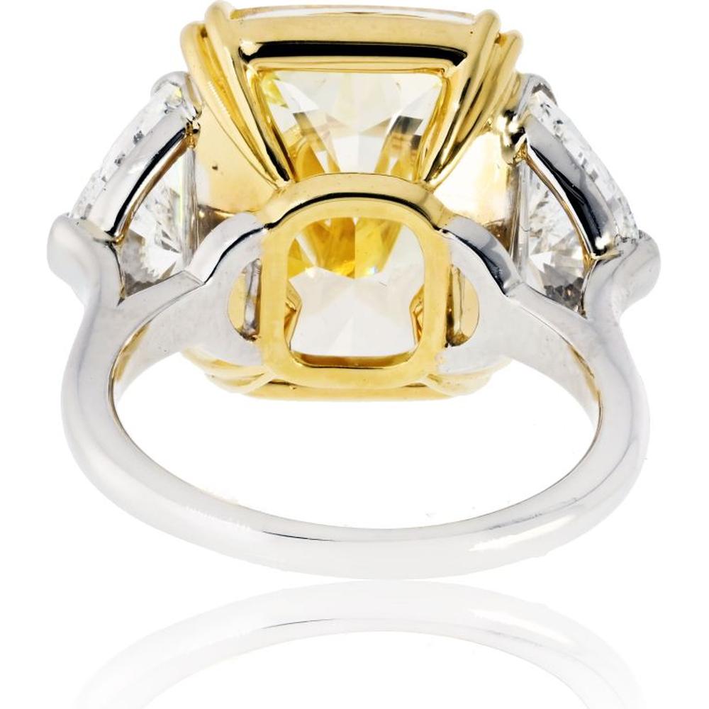 18K Yellow Gold and Platinum Fancy Yellow Diamond Ring - 1.29 Carats Total Diamond Weight