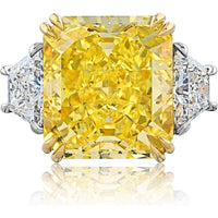 18K Yellow Gold and Platinum Fancy Yellow Diamond Ring with 18.28 Carats Total Diamond Weight