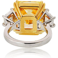 18K Yellow Gold and Platinum Fancy Yellow Diamond Ring with 18.28 Carats Total Diamond Weight
