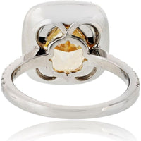 18K Yellow Gold and Platinum Fancy Yellow Diamond Ring with Round Brilliant Diamond Halo - 5.28 Carats Total Diamond Weight