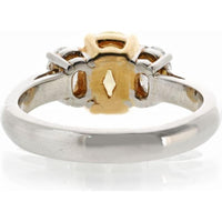 18K Yellow Gold & Platinum Fancy Yellow Oval Diamond Ring with White Diamond Accents - 1.3 Carats Total Diamond Weight