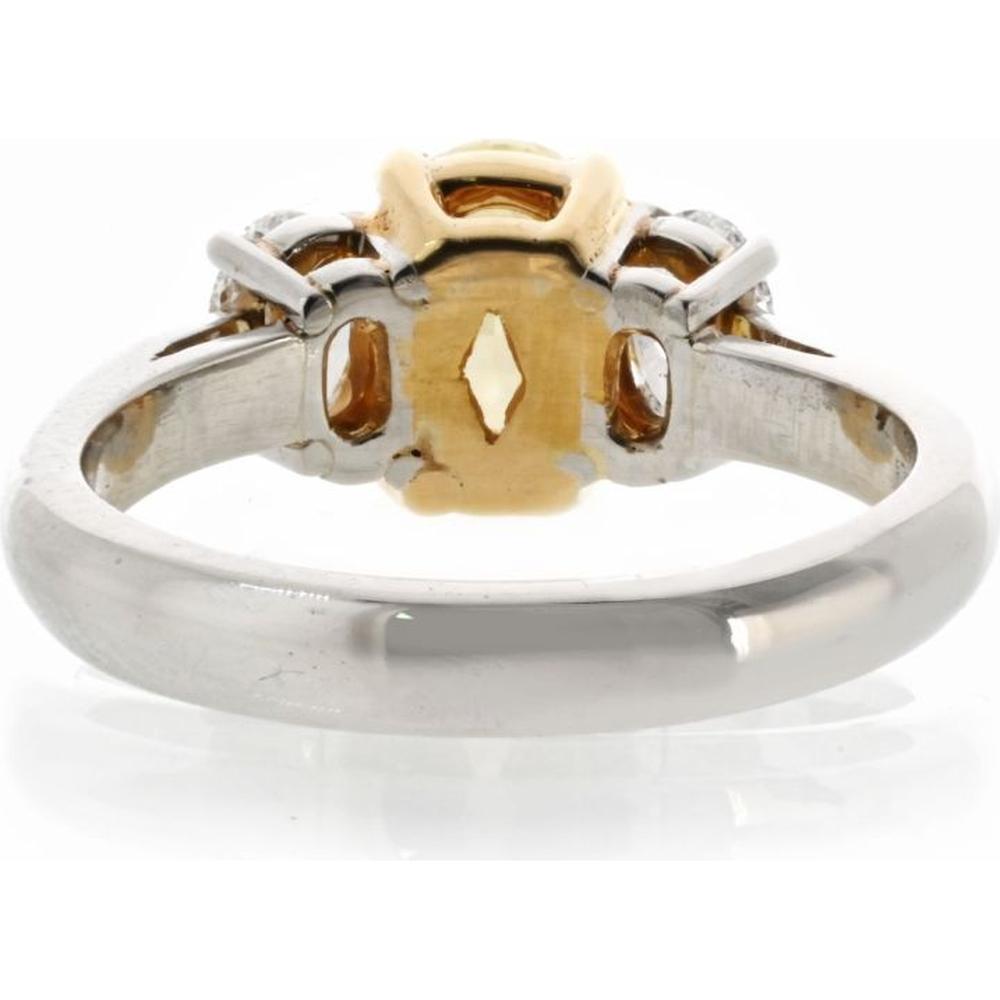 18K Yellow Gold & Platinum Fancy Yellow Oval Diamond Ring with White Diamond Accents - 1.3 Carats Total Diamond Weight
