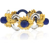 18K Yellow Gold & Platinum Floral Rock Crystal Lapis Bracelet - David Webb Masterpiece