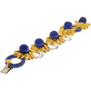 18K Yellow Gold & Platinum Floral Rock Crystal Lapis Bracelet - David Webb Masterpiece