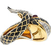 18K Yellow Gold and Platinum Koi Fish Enamel Ring with Ruby Eyes - Statement Piece