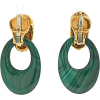 18K Yellow Gold & Platinum Malachite Door Knocker Earrings by David Webb - Bold Statement Drop Earrings