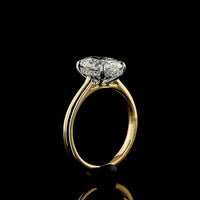 18K Yellow Gold and Platinum Oval Cut Hidden Halo Ring with 2.50 Carat E VVS2 Lab Diamond Center and 0.12 Carat Brilliant Cut Lab Diamond Halo - IGI Certified - Covaloro Fine Jewelry