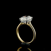 18K Yellow Gold & Platinum Oval Cut Lab Diamond Hidden Halo Ring - 3.69 Carat Total Diamond Weight (3.54 Carat Center E VVS2) - Covaloro Fine Jewelry