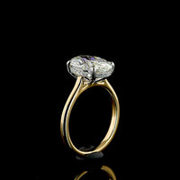 18K Yellow Gold & Platinum Oval Cut Lab Diamond Hidden Halo Ring - 3.69 Carat Total Diamond Weight (3.54 Carat Center E VVS2) - Covaloro Fine Jewelry